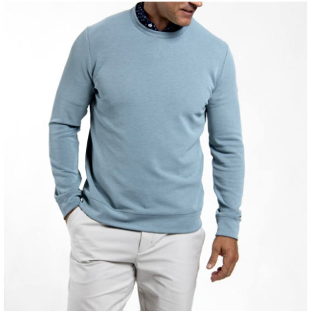 Kjus Men's Essentials Crew Neck Sweater Riverbank Atlanta Blue Size L 52